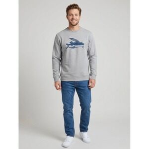 Patagonia Flying Fish Graphic Sweatshirt Grey Organic Cotton 39473 Small